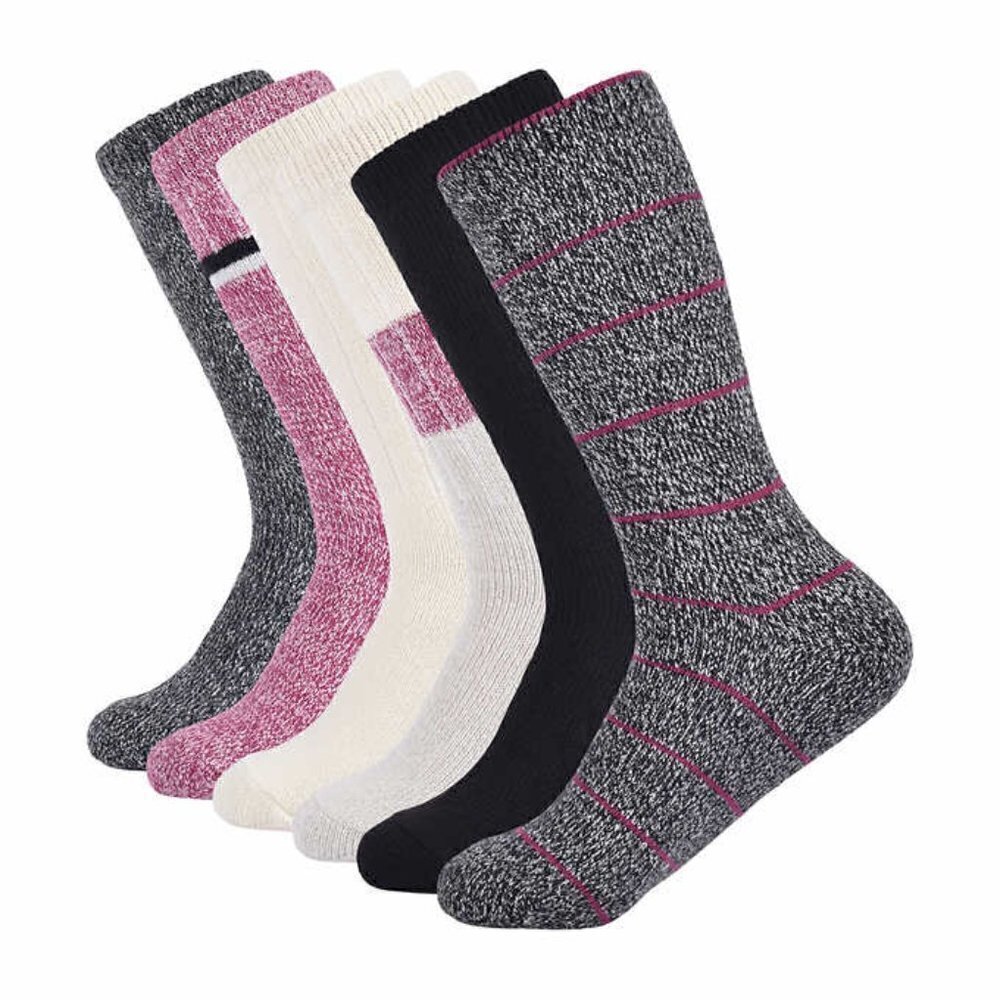 Lucky Brand Boot Socks Women's 6-pair Gray Black Pink/Purple White